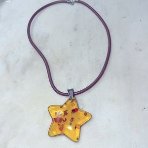 Amber Sterling pendant and 925 Leather Necklace